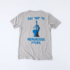 Grey Say No graphic t-shirt with blue hand illustration and statement typography from Prof G collection