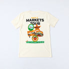 Cream Markets Tour graphic t-shirt featuring retro front chest logo and oversized back tour graphic with city-inspired artwork